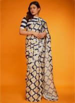 Georgette White Festival Wear Printed Saree